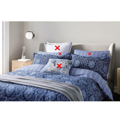 Bedeck of Belfast Ellis Stripe Blue Cotton Duvet Cover Set - King Size