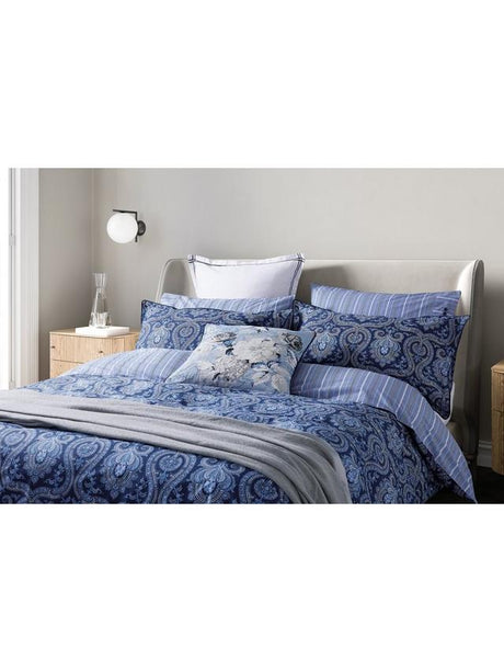 Bedeck of Belfast Ellis Cotton Duvet/Pillow Cover Set Blue - Super King Set