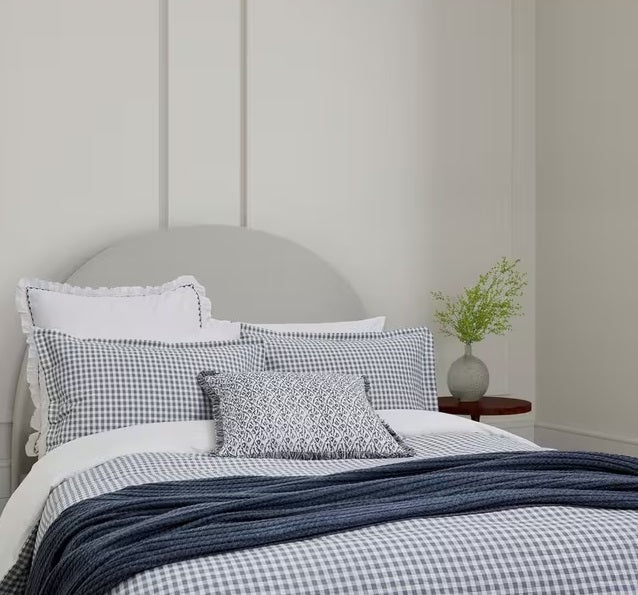 Bedeck of Belfast Mallory Navy Check Cotton Duvet Cover Set - King Size
