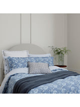 Bedeck of Belfast Floral Cotton Super King Duvet Cover Set - Blue Chambray