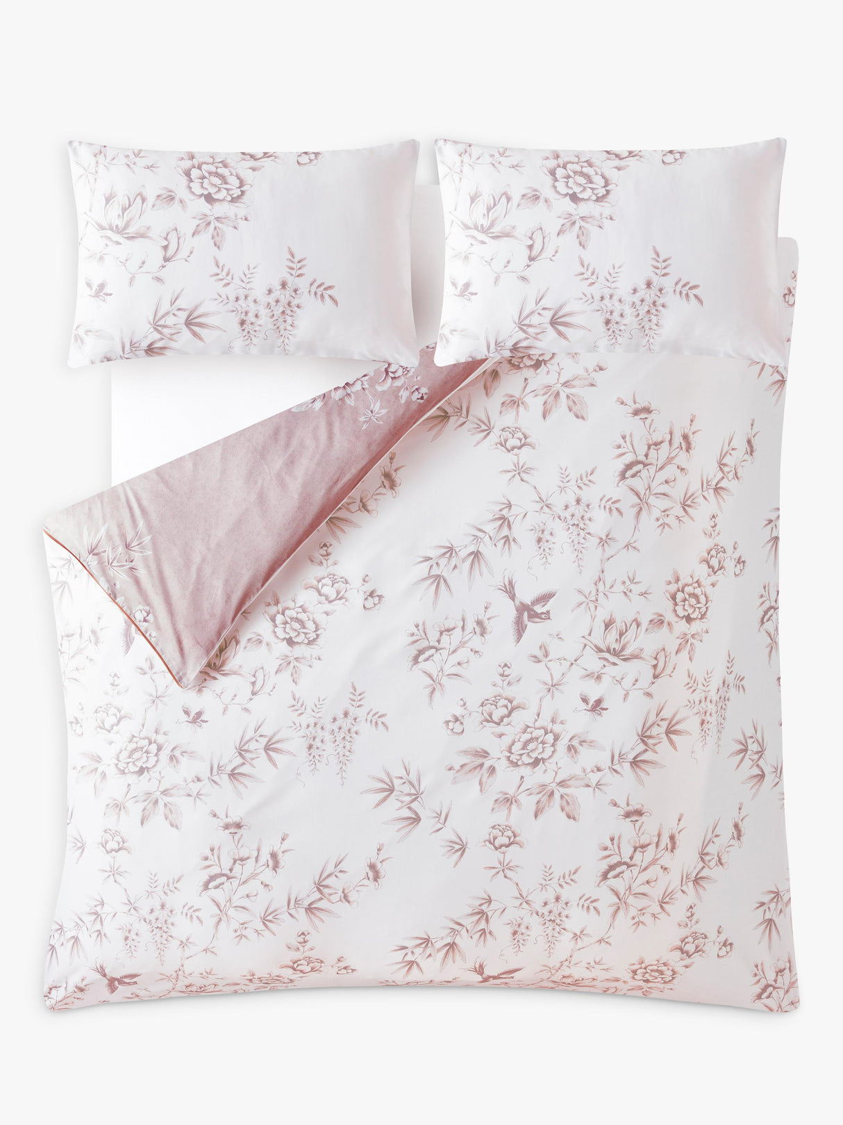 Laura Ashley Rowsham Floral Garden 220TC Cotton Duvet Cover Set King - Blush