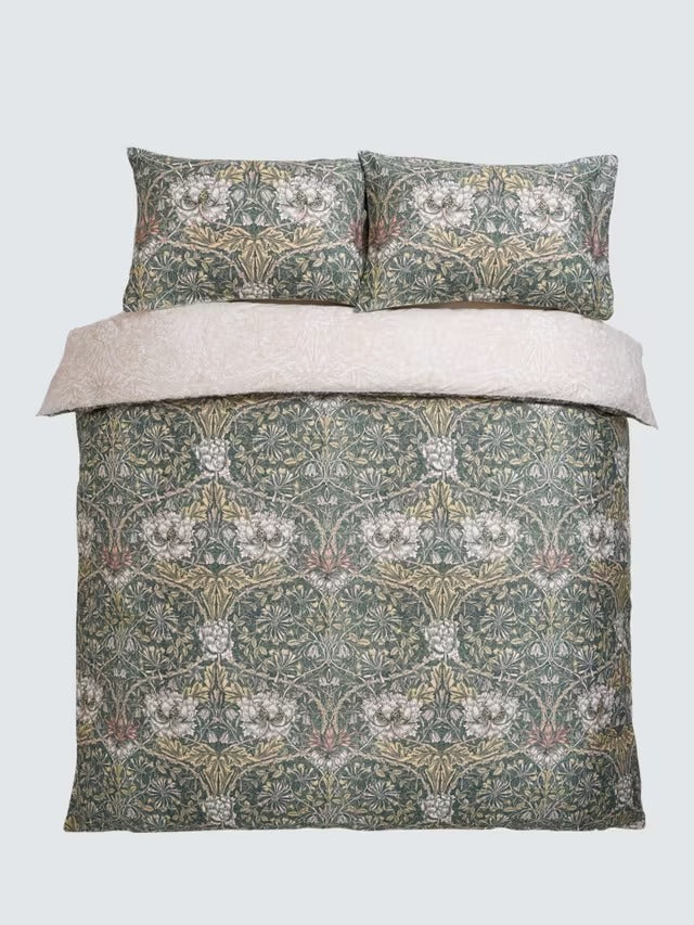 William Morris Honeysuckle & Tulip Reversible Duvet Cover Set - Multi - King