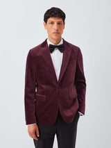 John Lewis Men's Slim Fit Single Breasted Velvet Blazer Jacket - Grape - 46R