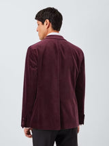 John Lewis Men's Slim Fit Single Breasted Velvet Blazer Jacket - Grape - 46R