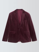 John Lewis Men's Slim Fit Single Breasted Velvet Blazer Jacket - Grape - 46R