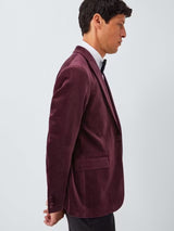 John Lewis Men's Slim Fit Single Breasted Velvet Blazer Jacket - Grape - 46R