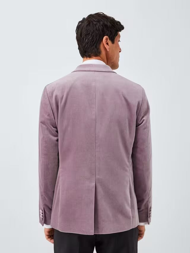 John Lewis Men's Slim Fit Single Breasted Velvet Blazer - Purple Dove - 36R