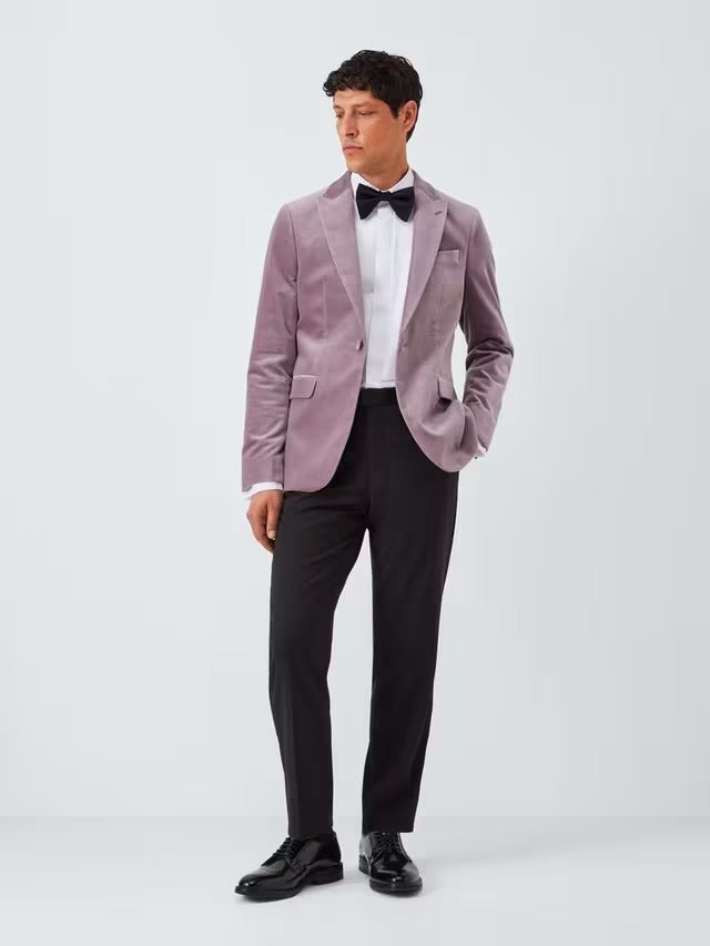 John Lewis Men's Slim Fit Single Breasted Velvet Blazer - Purple Dove - 36R