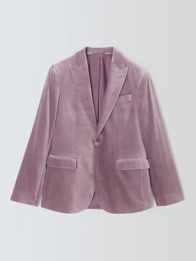 John Lewis Men's Slim Fit Single Breasted Velvet Blazer - Purple Dove - 36R