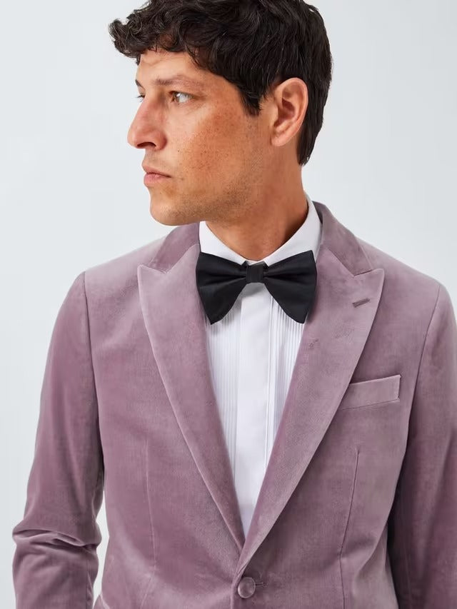 John Lewis Men's Slim Fit Single Breasted Velvet Blazer - Purple Dove - 36R