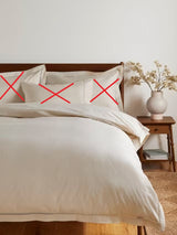 John Lewis Soft Silky Garda Lattice Stitch Cotton King Duvet Cover - Almond