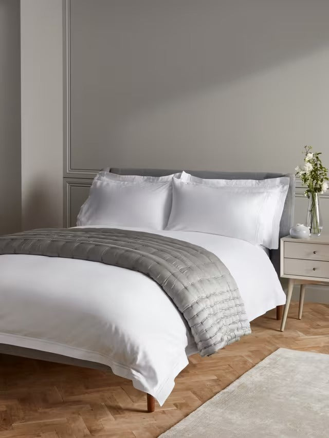 John Lewis Dalton 800 TC Egyptian Cotton Duvet Cover - White - Super King