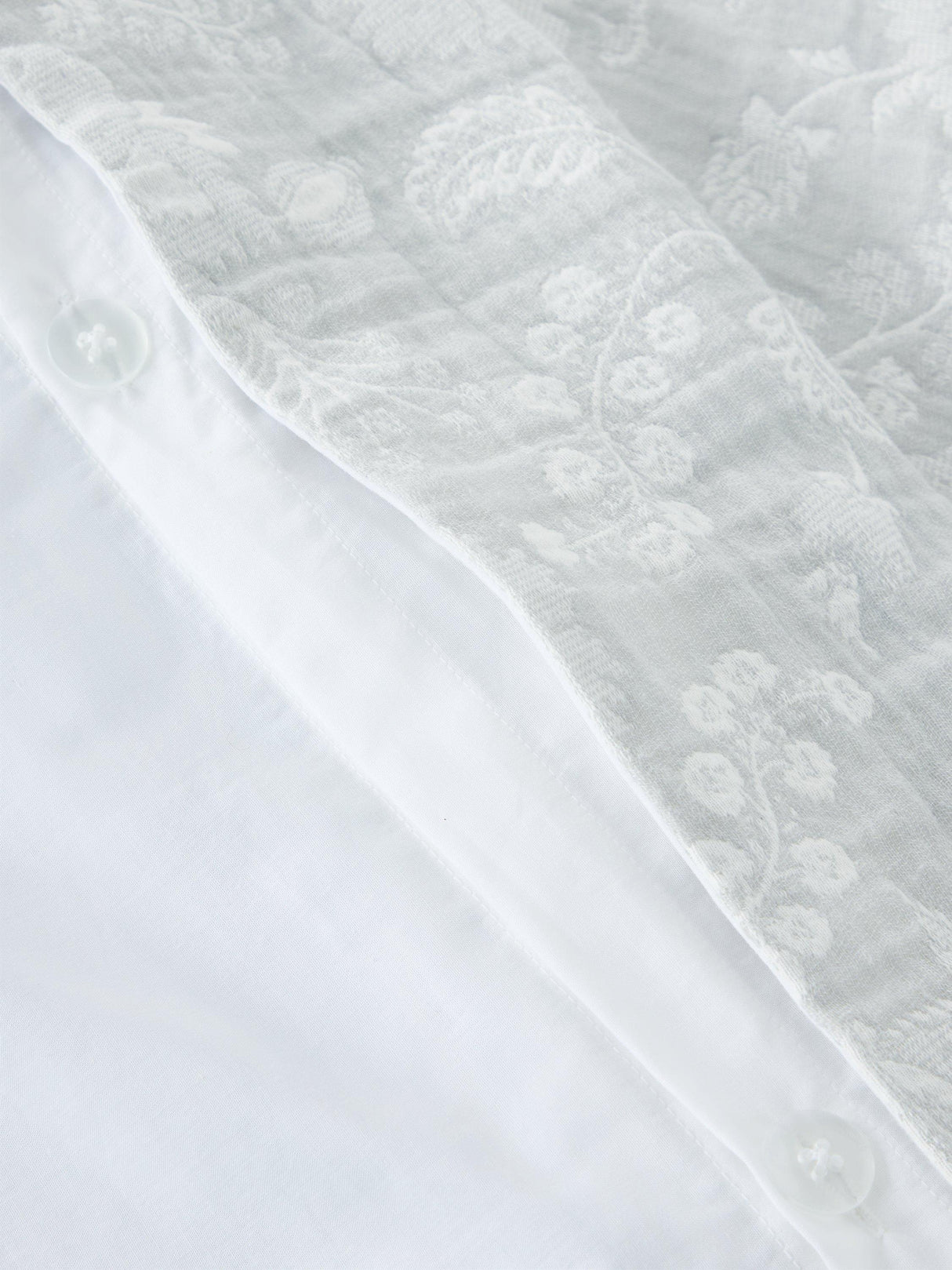 John Lewis Woodblock Floral 180TC Cotton Duvet Cover Set - Grey - King Size