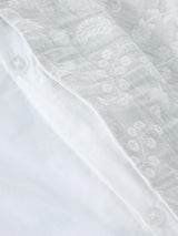 John Lewis Woodblock Floral 180TC Cotton Duvet Cover Set - Grey - King Size