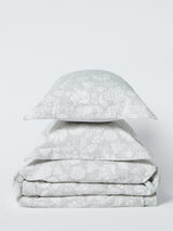 John Lewis Woodblock Floral 180TC Cotton Duvet Cover Set - Grey - King Size