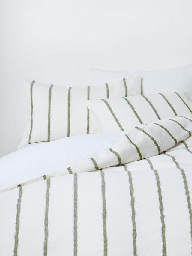 John Lewis Lanark Cotton/Linen Blend Super King Duvet Cover - Green Avocado