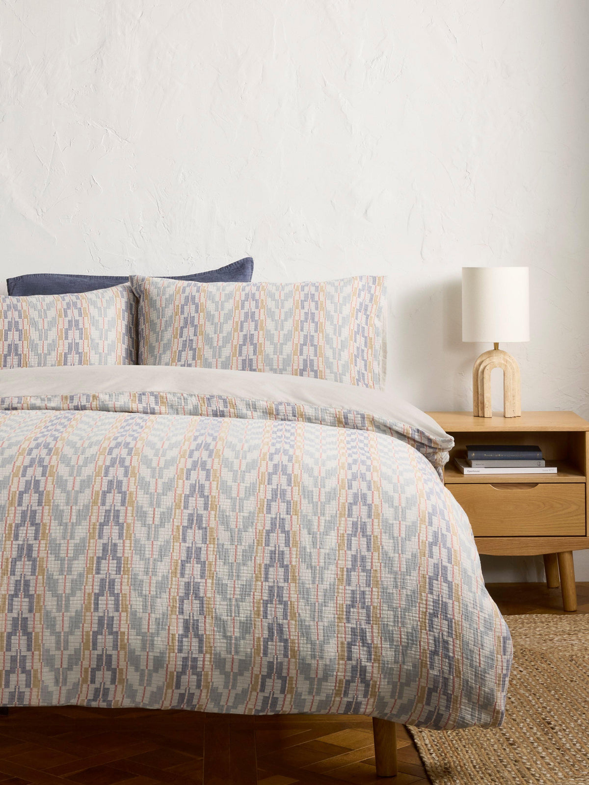 John Lewis Merida Chevron Pure Cotton Jacquard King Duvet Cover Set - Multi
