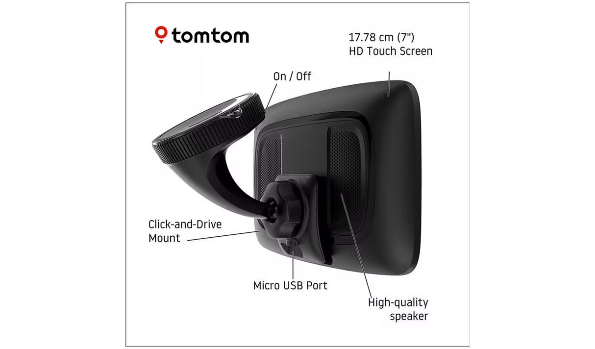 TomTom GO Camper Max 7 Inch Campervan and Caravan Sat Nav World Maps - Black - Kazoop 