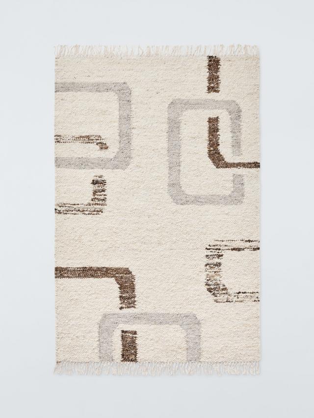 John Lewis Frame Geometric Rectangular Wool Rug Natural/Multi L180xW120cm