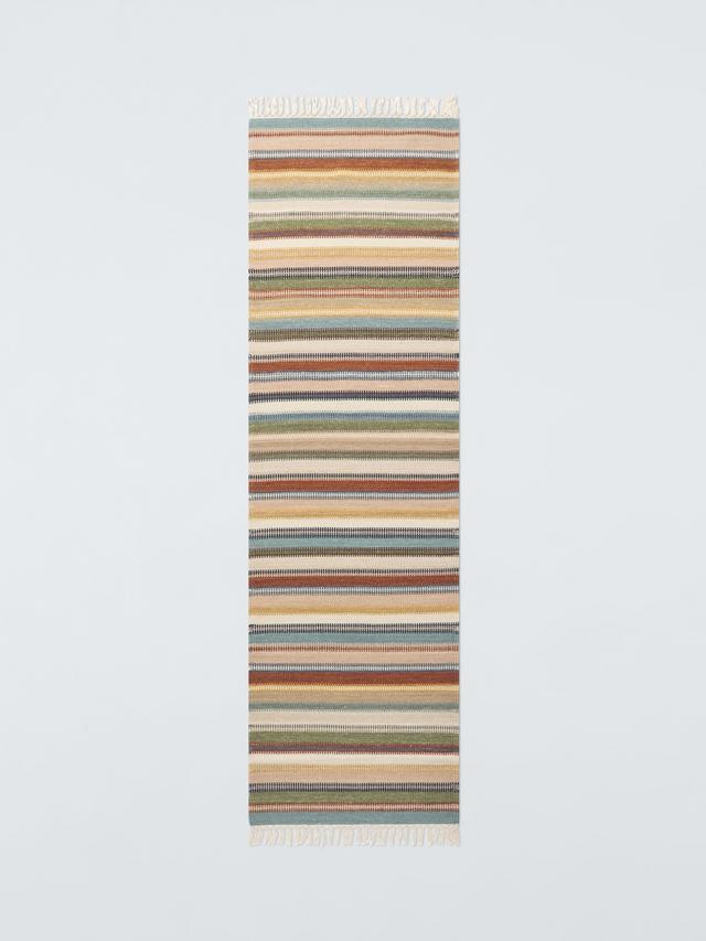 John Lewis Somerton Stripe Wool Rich Runner Rug 240 x 70cm - Natural/Multi