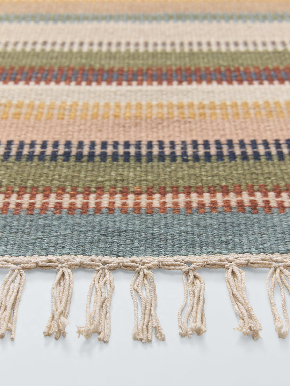 John Lewis Somerton Stripe Wool Rich Runner Rug 240 x 70cm - Natural/Multi