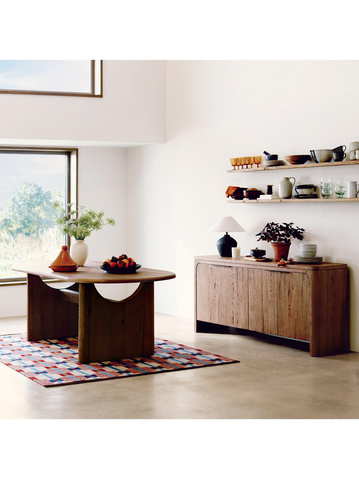 John Lewis Calado Geometric Wool Rich Cotton Rug 240 x 170cm - Burnt Umber