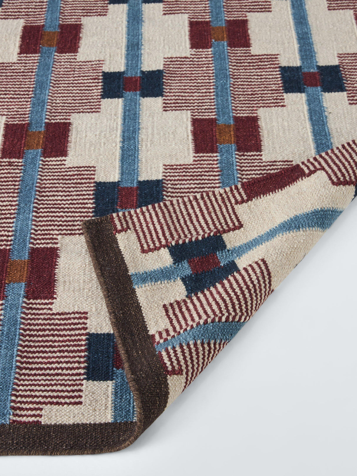 John Lewis Calado Geometric Wool Rich Cotton Rug 240 x 170cm - Burnt Umber