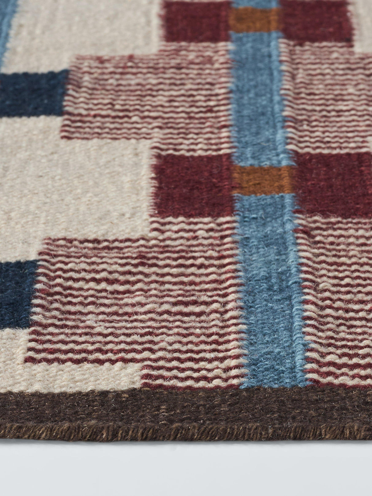 John Lewis Calado Geometric Wool Rich Cotton Rug 240 x 170cm - Burnt Umber