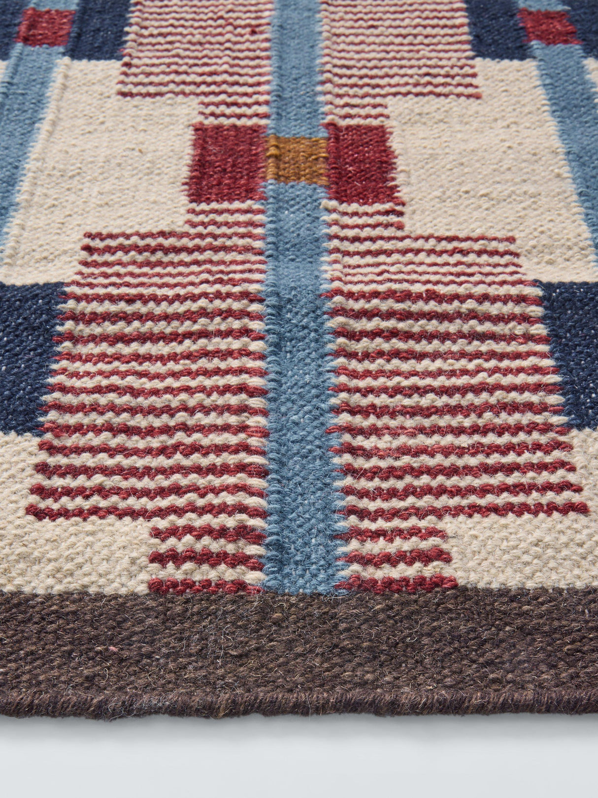 John Lewis Calado Geometric Wool Rich Cotton Rug 240 x 170cm - Burnt Umber