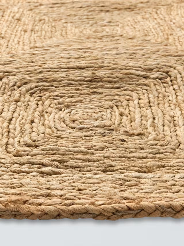 John Lewis Diamond High-Traffic Rooms Jute Rug L180 x W120cm - Natural