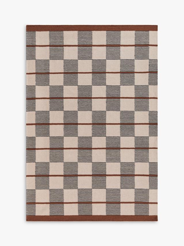 John Lewis Betula Checkerboard Flatweave Rug - Orange/Multi - L180 x W120cm