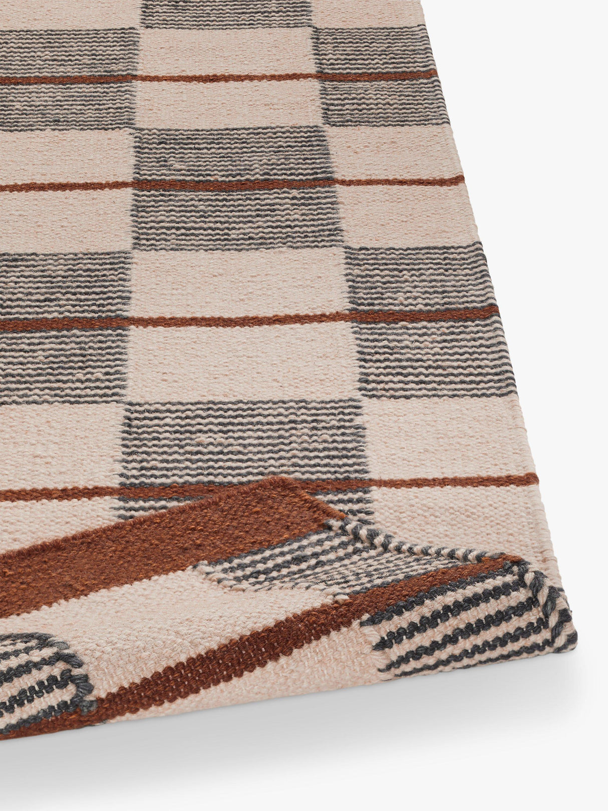 John Lewis Betula Checkerboard Flatweave Rug - Orange/Multi - L180 x W120cm