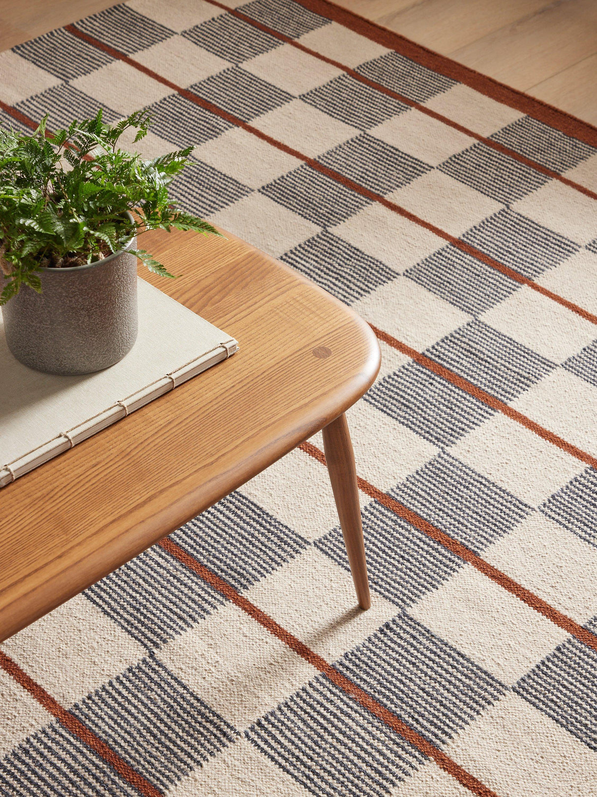 John Lewis Betula Checkerboard Flatweave Rug - Orange/Multi - L180 x W120cm