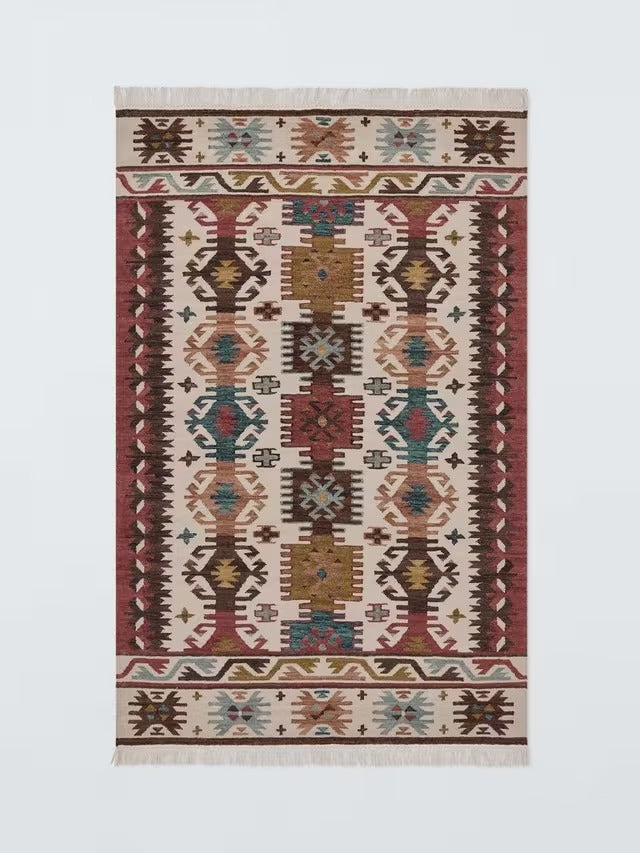 John Lewis Azita Kelim Durable Wool Rich Rug L180 x W120cm - Red/Multicolour