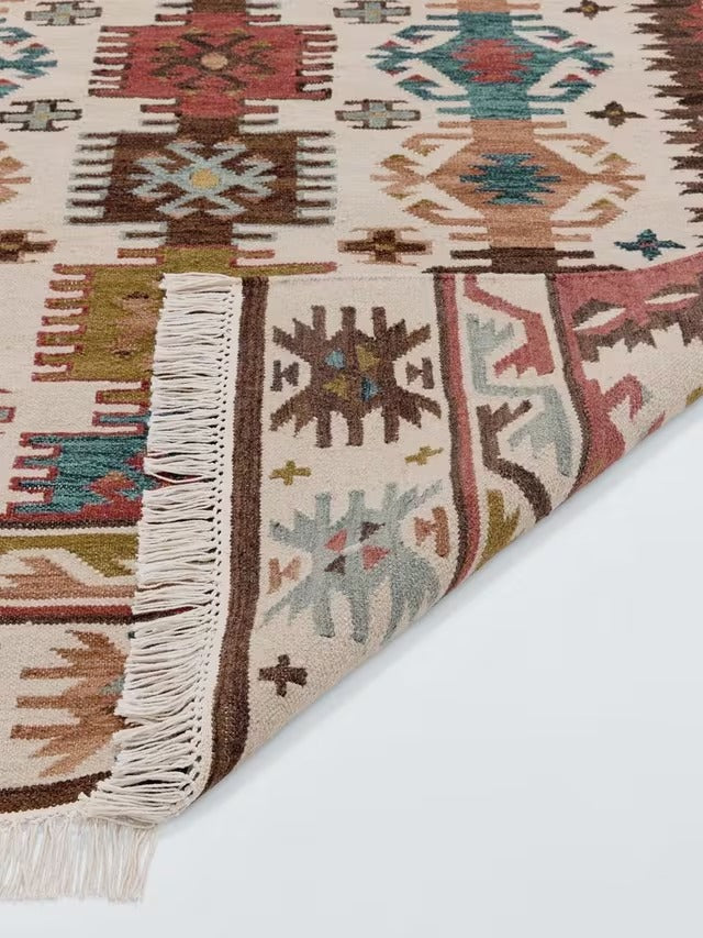 John Lewis Azita Kelim Durable Wool Rich Rug L180 x W120cm - Red/Multicolour