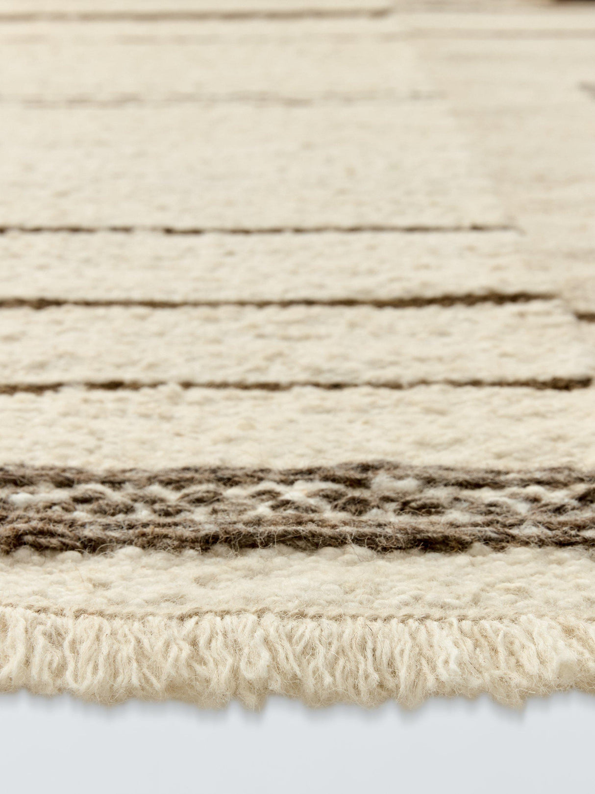 John Lewis Zhala Kelim Pure Wool Abstract Hand Woven Rug 300 x 200cm - Brown