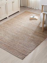 John Lewis Grid Hand Woven Jute Rich Rug - Natural/Cocoa - Size 300 x 200cm