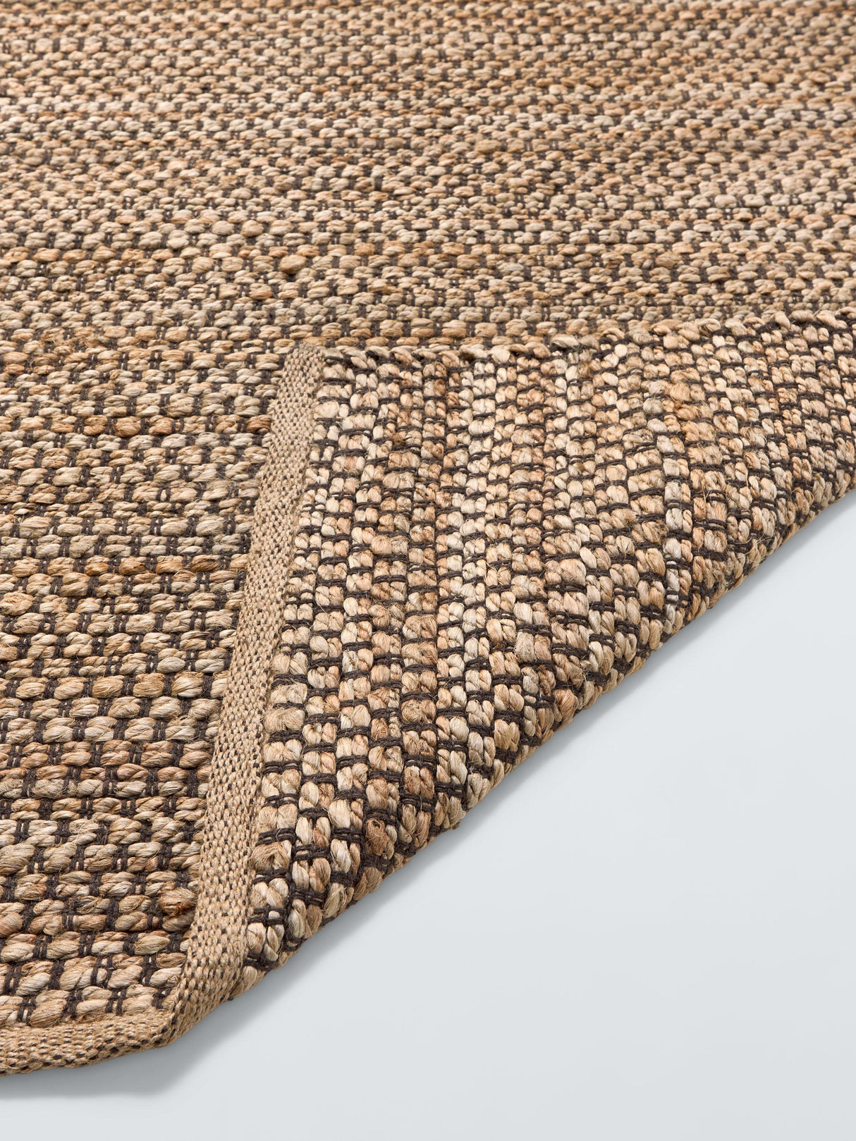 John Lewis Grid Hand Woven Jute Rich Rug - Natural/Cocoa - Size 300 x 200cm