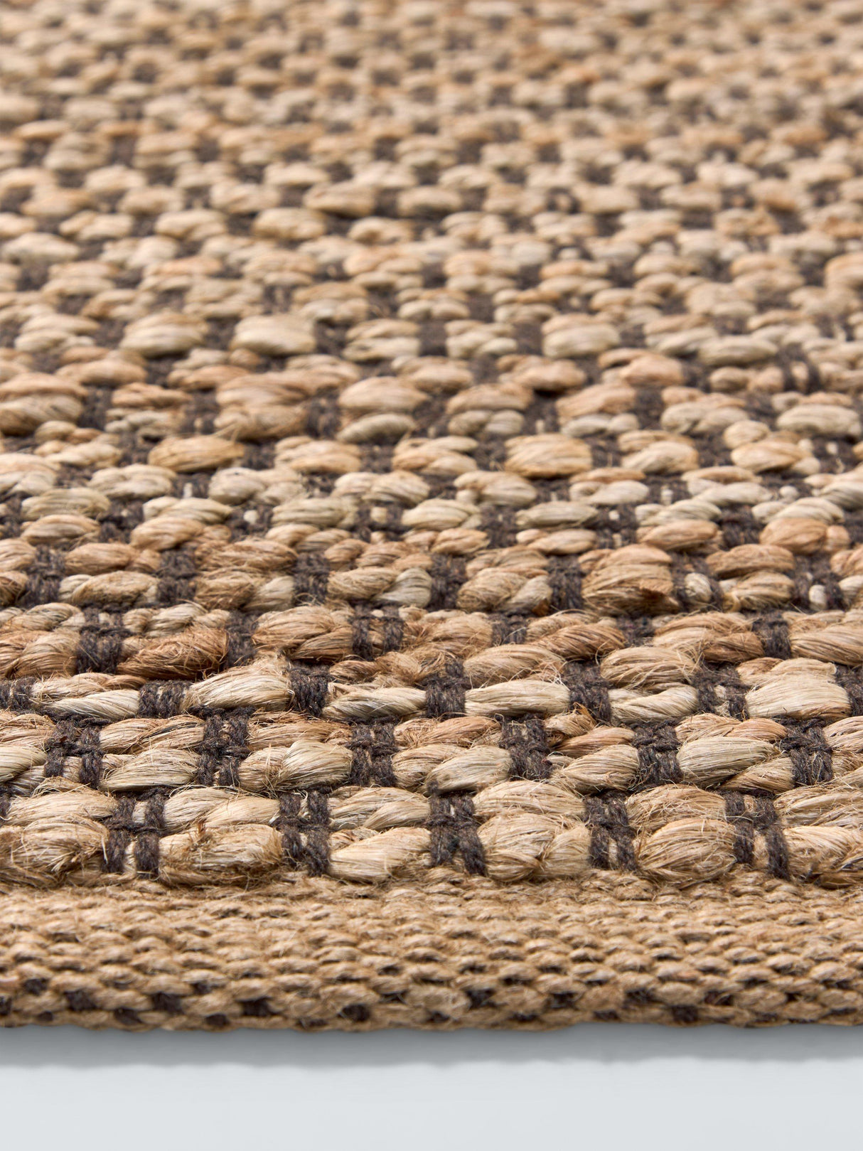 John Lewis Grid Hand Woven Jute Rich Rug - Natural/Cocoa - Size 300 x 200cm