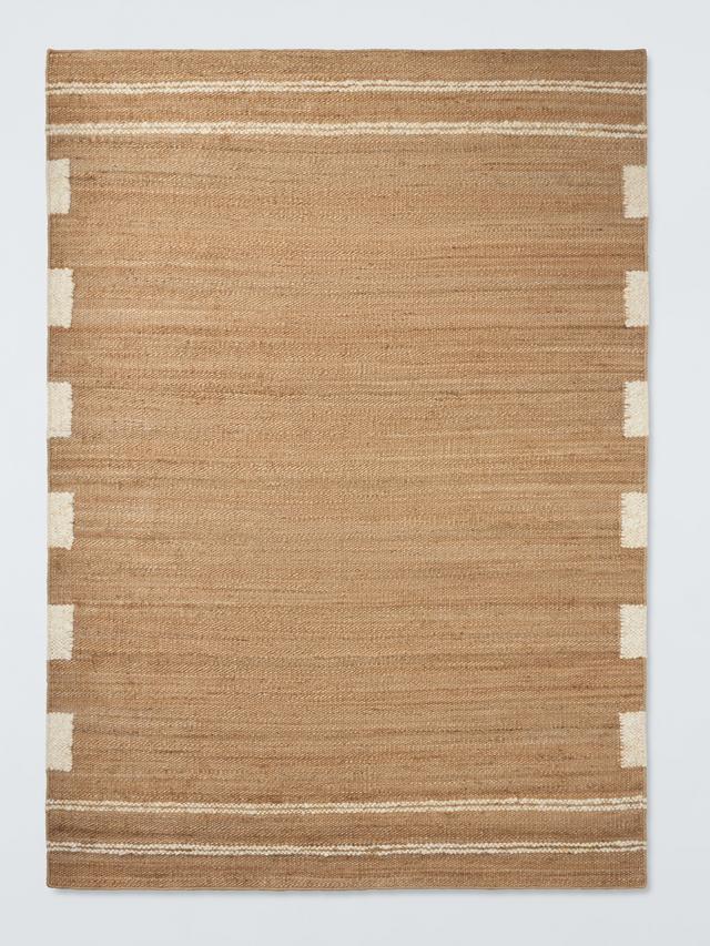John Lewis Jute Modern Border Hand Woven Rug 240 x 170cm - Natural/White