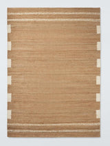 John Lewis Jute Modern Border Hand Woven Rug 240 x 170cm - Natural/White