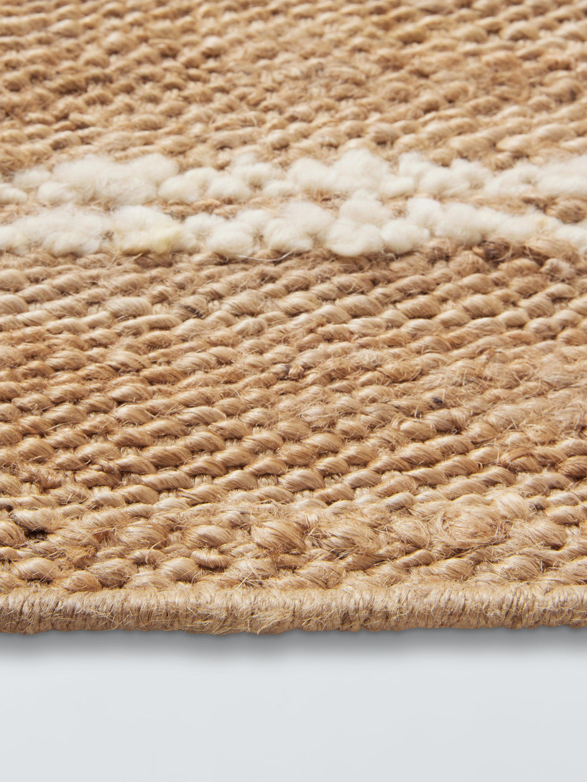 John Lewis Jute Modern Border Hand Woven Rug 240 x 170cm - Natural/White