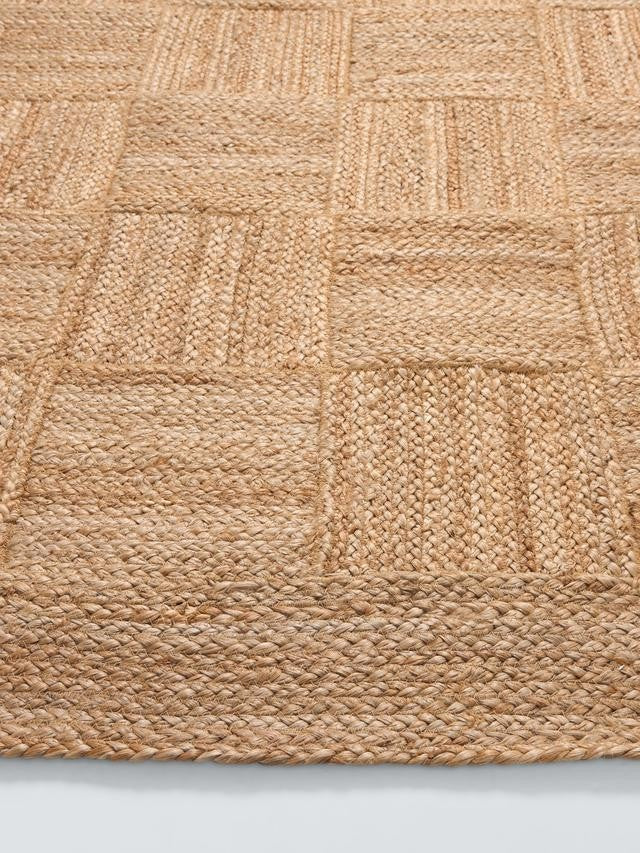 John Lewis Parquet Textured Hand Woven Classic Jute Rug 180x120cm - Natural