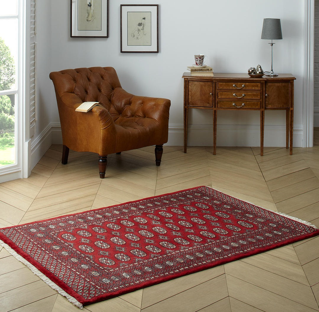 Gooch Luxury Hand Knotted Pakistan Bokhara Wool Rug 185 x 125cm - Red