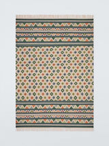 John Lewis Mori Geometric Wool Blend Border Rug L240 x W170cm - Green/Multi