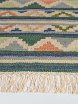 John Lewis Mori Geometric Wool Blend Border Rug L240 x W170cm - Green/Multi