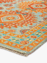 Gooch Luxury Khal Mohammadi Hand Knotted Wool Runner Rug L240 x W70cm Orange