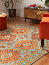 Gooch Luxury Khal Mohammadi Hand Knotted Wool Runner Rug L240 x W70cm Orange