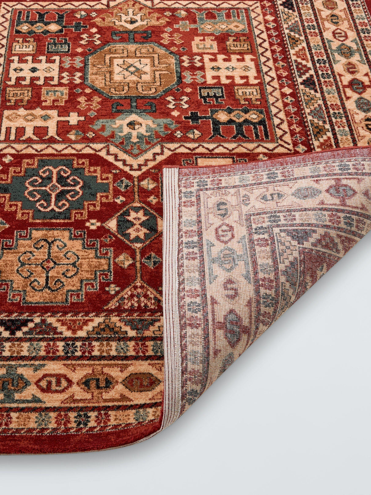 John Lewis Royal Heritage Aztec Pure Indoor Wool Rug - Red - L200 x W135cm