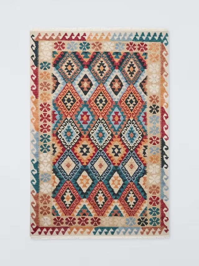 John Lewis Indira Kasak Traditional Wool Abstract Rug - Multi - L150 x W90cm